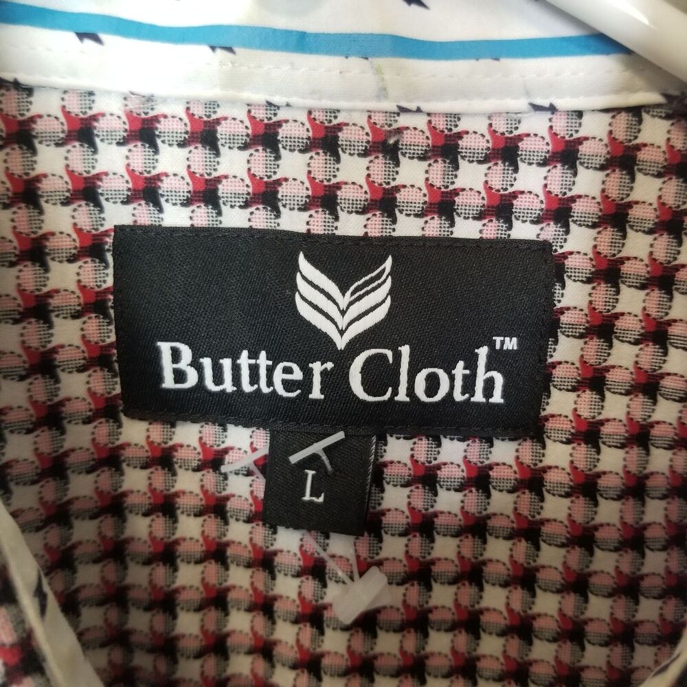 Butter Cloth Mens Geometric Oxford Shirt Sz L Career Corp Business Wedding Guest - Picture 6 of 7